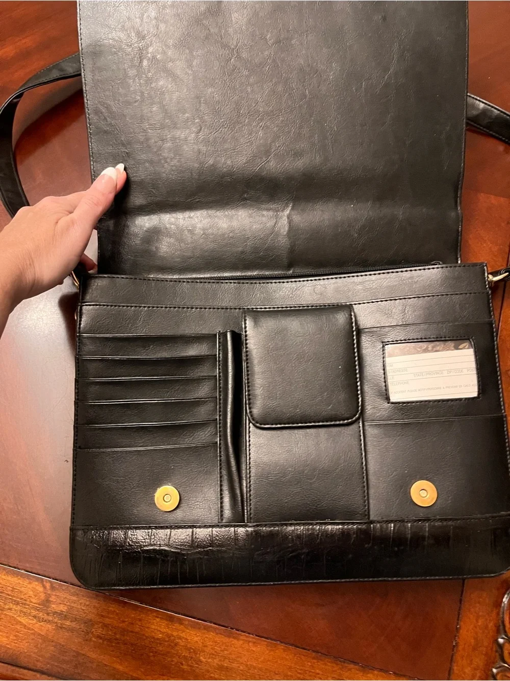 Vintage Bellerose USA Black Leather Briefcase Organizer Purse Handbag Portfolio
